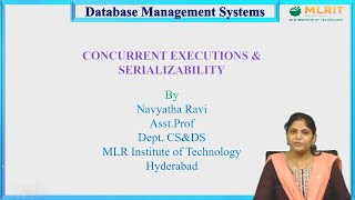 LEC33Database Management Systems  Concurrent Executions amp Serializability Part 2 by Mrs Navyatha [upl. by Eniamrahc400]