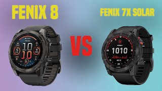 Garmin Fenix 8 vs Garmin Fenix 7x Solar  Full Specs Compare Smartwatches [upl. by Freyah]