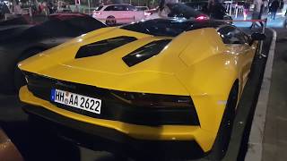 yellow lamborghini aventador S roadster 740 ch in juan les pins France [upl. by Mehala]