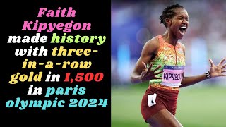 Faith Kipyegon made history with threeinarow gold in 1500 in paris olymp 2024 parisolympic2024 [upl. by Acnairb]