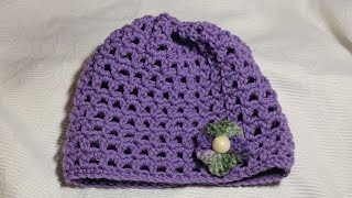 Crochet Beginner Open Weave Hat Tutorial [upl. by Esilehc708]