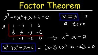 Factor Theorem and Synthetic Division of Polynomial Functions [upl. by Lawford346]