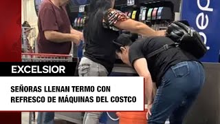 Señoras llenan termo con refresco de máquinas del Costco [upl. by Yllib]