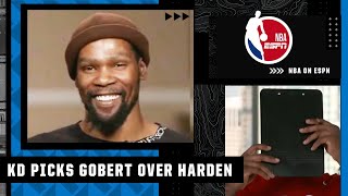 Kevin Durant takes Rudy Gobert over James Harden with his last pick 👀  NBA on ESPN [upl. by Brion]