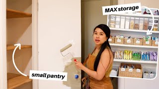 ULTIMATE PANTRY MAKEOVER W MAX STORAGE BUDGET FRIENDLY custom DIY organization solutions [upl. by Natale586]