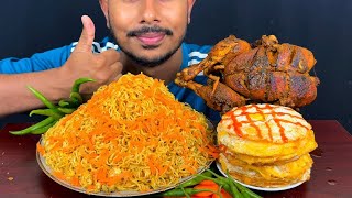 Asmr Eating NoodlesGrill ChickenEgg Omled With Green Chilli  Real Asmr Mukbong Show [upl. by Som]