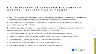 ISO170652012  Subclause 612 Management of competence for personnel of certification body  part1 [upl. by Morville775]