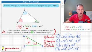 Cours ♦ La somme des mesures des angles dun triangle vaut 180° • Propriété application ♦ Cinquième [upl. by Manoff]