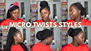 How to 10 different ways to style your long micro twist with extensions  Jhosfine [upl. by Ellenaj]