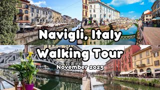 Navigli Milan Italy Walking Tour  Navigli Canals 4K [upl. by Soinotna574]