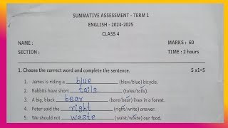 ENGLISH II SUMMATIVE ASSESSMENT II CLASS 4 II TERM 1 II QUESTION AND ANSWERS II [upl. by Lessur]