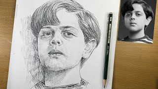 Pugsley Addams  Simple Way to Sketch a Portrait in Pencil 2B [upl. by Rahs952]