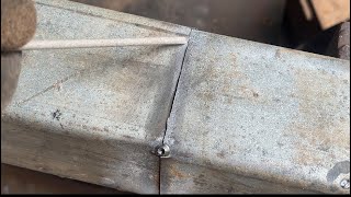 How to weld horizontal galvanized steel joints for beginners [upl. by Shakespeare]