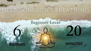 Guided Intro to Deep Conscious Breath Work  Beginner Level 6 Rounds 20 Minutes [upl. by Sothena]