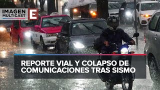 Tráfico lento tras sismo y lluvias en Ciudad de México [upl. by Evey]