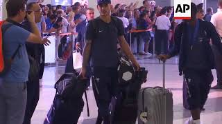 Frances World Cup winning football team leaves Russia [upl. by Haldis]