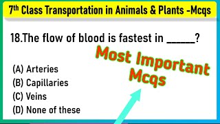 Transportation in Animals and Plants Class 7 MCQ Questions With Answers CBSE [upl. by Oilicec124]