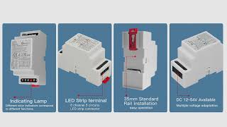 Gledopto Din rail 5 in 1 LED controller wiring and button function display [upl. by Seravaj]