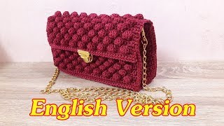 DIY Tutorial  How to crochet bag  Raspberry  Bubble stitch  English version [upl. by Marta224]