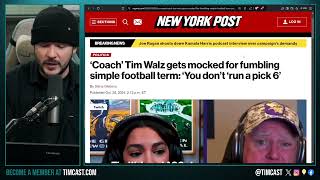 Tim Walz ROASTED For Saying FLUBBING Football Term Gets Accused Of NOT BEING COACH Over Pick 6 Post [upl. by Kyl339]