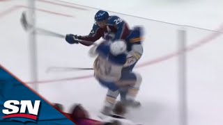 Avalanches Nathan MacKinnon Crushes Sabres Jeff Skinner With Huge OpenIce Hit [upl. by Bonn]