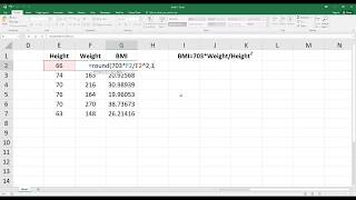 How to Calculate Body Mass Index BMI in Excel HD [upl. by Alleul]