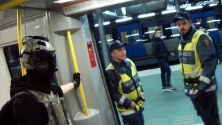 Wearing Spec Ops gear in the Metro Sweden w subtitles [upl. by Hadsall113]