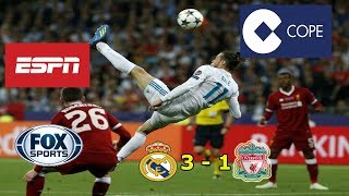 Asi narró el Mundo el golazo de chilena de Gareth Bale en la Real Madrid 3  1 Liverpool 20172018 [upl. by Ordnazil40]