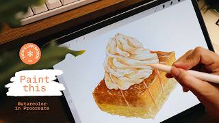 Realistic Digital Watercolor Painting a Pumpkin Gooey Butter Cake in Procreate I Procreate Tutorial [upl. by Annahsar66]