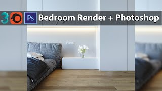 3ds Max Corona render Minimalist bedroom  Post Production [upl. by Cathey]