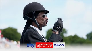 Olympics Snoop Dogg sports full equestrian kit to watch dressage [upl. by Tapes124]