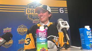 Penguins firstround draft pick Brayden Yager talks about goals NHL timeline [upl. by Lekcim]