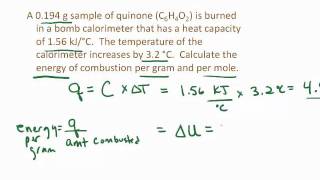 Energy of Combustion from Calorimeter Data [upl. by Yttig]