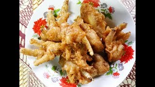 Deep Fried Chicken Feet  สูตรอาหารทำตีนไก่ทอดกรอบแบบอร่อยมาก [upl. by Anilesor]