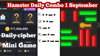 1 September Hamster Kombat daily Combo  Mini Game  Daily Cipher hamster kombat vestreams live [upl. by Huntingdon637]