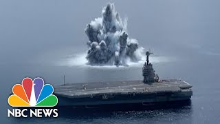 Must See Massive Underwater Explosions From Navy Aircraft Carrier Test [upl. by Arlynne347]