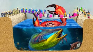 Tsunami Dam Breach Experiment  Total Flood Caused By Giant Sea Monster Attacking Lego People Bridge [upl. by Masson]