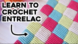 HOW TO CROCHET ENTRELAC STITCH tunisian crochet patchwork step by step crochet tutorial [upl. by Pope]