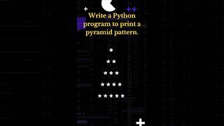 pyramid pattern using pythonInterview questionpython3 coding pythonforbeginners [upl. by Piks624]