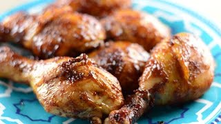 Oven baked bbq chicken  أوراك الدجاج بصوص الباربكيو [upl. by Adlen894]