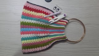 😍😍 Multicolour Simple Crochet Tote Bag from leftover yarn  Left over Yarn easy Crochet bag 🎒 🥰🥰 [upl. by Nitsir697]