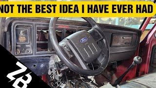 First and LAST Ever Super Duty Steering Column Swap Into A Stock Dentside Ford Truck Dash [upl. by Nnayrb396]