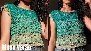 BLUSA DE CROCHÊ VERÃO AULA 12  PASSO A PASSO TUTORIAL [upl. by Notsehc]