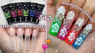 TESTING CHEAP POLYGEL FROM AMAZON NEON OMBRE POLYGEL NAILS amp SUMMER NAIL DESIGN☀️  Nail Tutorial [upl. by Cummings]