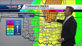 Tornado risk upgraded for parts of Oklahoma [upl. by Enileuqkcaj]