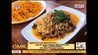 Aglio Olio Pasta with Bacon ang Longganisa  Whats for Breakfast [upl. by Enoch]