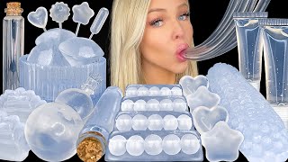 ASMR CLEAR FOOD MUKBANG LYCHEE JELLY EDIBLE LIP GLOSS SPRITE SODA PIPETTE CLEAR NOODLES 먹방 [upl. by Idnek]