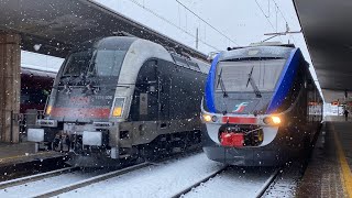 TRENI E NEVE ALLA STAZIONE DI TRENTO [upl. by Sailesh]