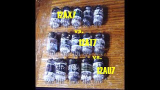 DIFFERENCE of GAIN 12AU7 vs 12AT7 vs 12AX7 Preamp Tube comparison shootout [upl. by Nnylhsa]