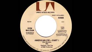 1972 HITS ARCHIVE American Pie  Don McLean a 1 recordstereo 45 single version [upl. by Lona]